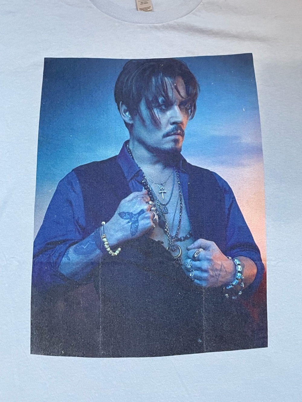 Gildan Johnny Depp light blue cotton unisex short sleeve tee